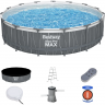 Каркасный бассейн BESTWAY STEEL PRO MAX 561GD 457x107 см, 14970 л, фильтр-насос 3028 л\ч, лестница, тент, подсветка 561GD BW