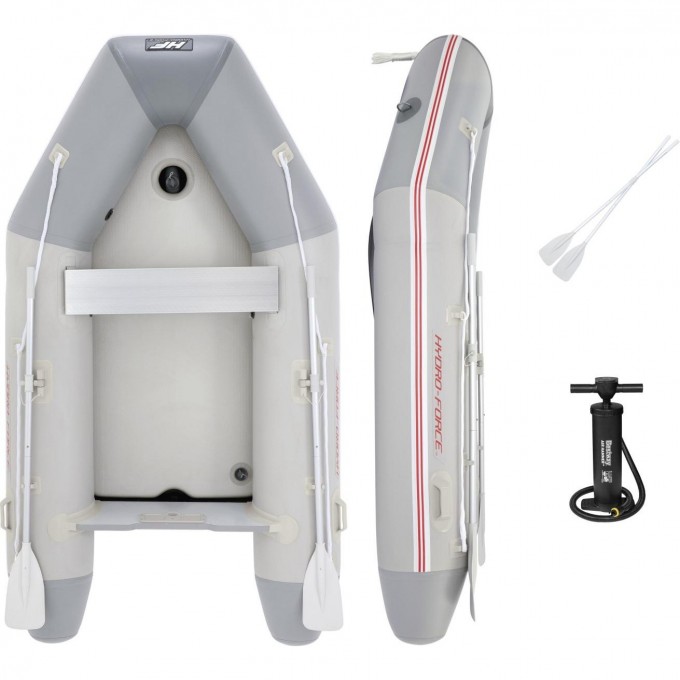 Надувная лодка "CASPIAN PRO" 280х152х42см с жёстким дном, вёсла 162см, насос, транец, до 480кг 65047 BW