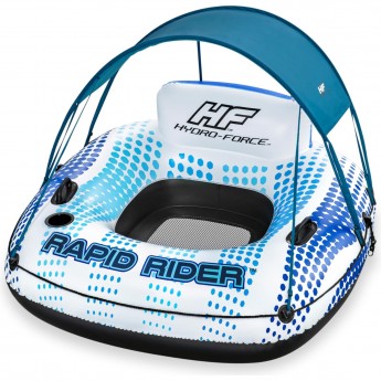 Надувной круг-кресло BESTWAY RAPID RIDER 43725 137x137см с ручками и подстаканником, навес, до 100 кг